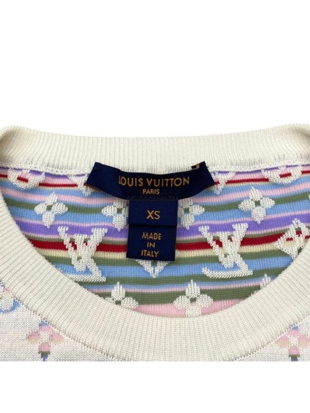 Louis Vuitton Short Sleeve Sweater Logo Monogram Knit Rw222 B Tt9 Fnks99 XS Size - Picture 7 of 8